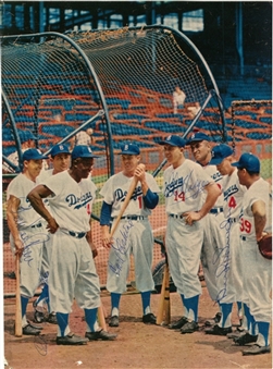 Brooklyn Dodgers Multi Signed Magazine Page With 6 Signatures Including Reese, Snider, and Hodges (JSA)